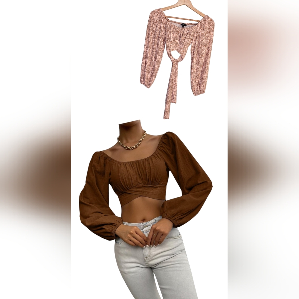 2/$10 Y2K Crop top | Street Wear Society | Orange Brown Floral | Size SM